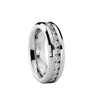 批发结婚戒指女士永恒结婚戒指，锆石尺寸4至9 vvs硅石925纯银硅石戒指