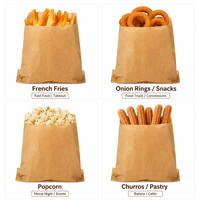 Sacs à frites en papier kraft personnalisés avec logo, ouverture supérieure, résistants à la graisse, sacs à collation en vrac, écologiques pour les restaurants de burgers et la vente de nourriture de rue