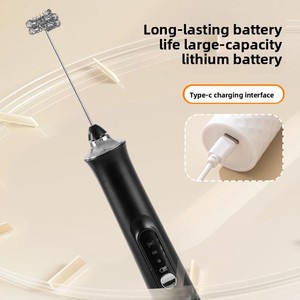 Mousseur à <span class=keywords><strong>lait</strong></span> électrique portable USB 3 vitesses en plastique ABS rechargeable pour café, latte art, cappuccino, matcha - Product Image 3