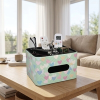 Boîte à mouchoirs en cuir PU LG7347 rectangulaire avec plateau de rangement, support pour télécommande, organisateur de bureau pour salon