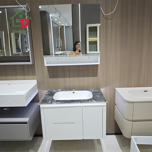 Modern Smart White <b>Bathroom</b> <b>Vanity</b> Heat-Bent Integrated Basin Wall-Mounted Hanging Cabinet - Product Image 2