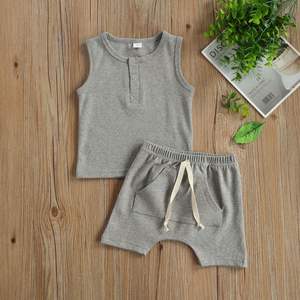 Ensemble de vêtements pour enfants en coton 100% OEM, débardeur d'été pour enfants, short avec poche, vêtements pour bébés, tout-petits, garçons, enfants - Product Image 6