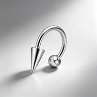Anneaux de lèvre gothiques en acier inoxydable, barres fer à cheval, anneaux en C à pointes coniques, clips pour lèvres, bijoux minimalistes