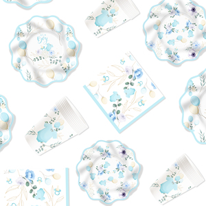 DAMAI - Vajilla Desechable para Fiesta de Revelación de Género de Bebé, Platos y Servilletas de Papel con Diseño de Equipo de Niño, Decoraciones para Baby Shower para 8 Invitados - Product Image 5