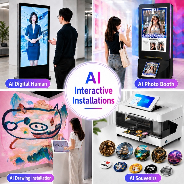 AI Photo Booth Machine Image Painting Art Generator for Exhibition Software Ai Virtual Interactive Displays Custom Installation
