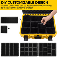 Boîtier de batterie pour batterie Dewalt Boîte de rangement rigide extra large avec séparateurs réglables Organisateur de batterie outil de protection durable