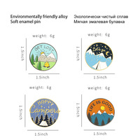 Nouvel ensemble de 20 badges et épingles en métal DIY pour sac à dos, veste en jean, thème camping, gravure et émaillage, motifs animaux variés