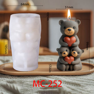 Molde de vela de oso 3D adorable CARATTE, molde de silicona de oso de amor apilado para velas de aromaterapia, artesanías de resina - Product Image 6