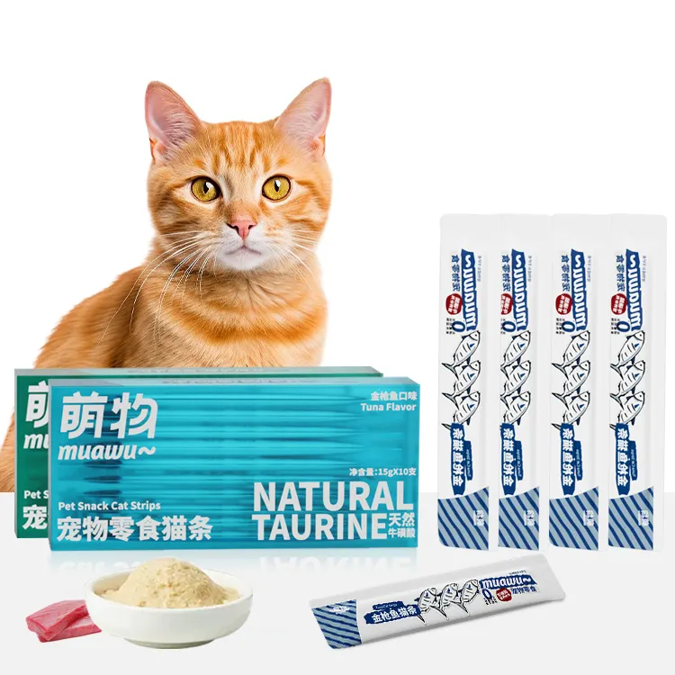 Muawu Katzen Snack Stick Huhn Thunfisch Lachs Rindfleisch cremig Cat-Lquid-Snacks nasse Katzenlecker