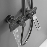 Robinet de douche à effet pluie en laiton contemporain de luxe, mitigeur d'eau chaude et froide, jet doux, ensemble de pommeau de douche mural pour salle de bain
