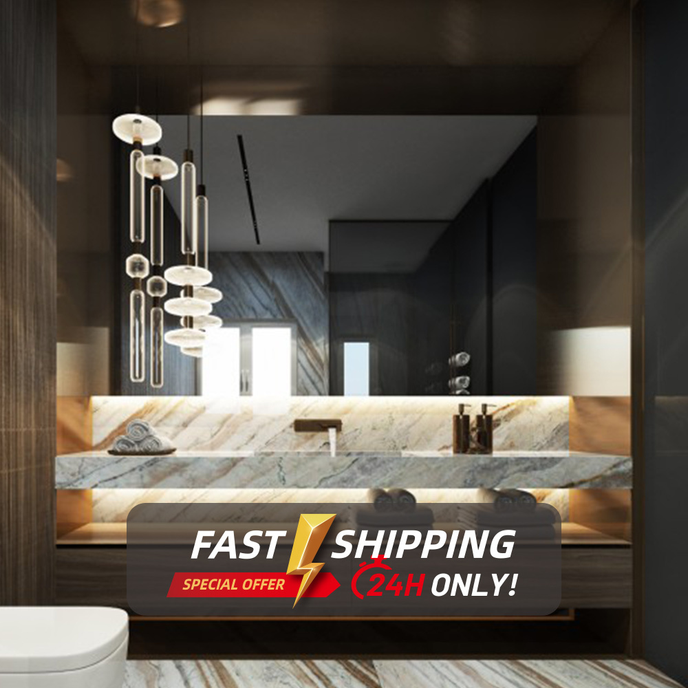 2021 New Design Acrylic Decorative custom LED Lighted Wall Mounted Bathroom Mirror
