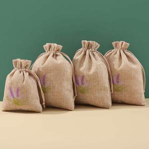 Venta al por Mayor de Bolsas de Tela Reutilizables Ecológicas USM, Bordadas con Flores Secas de Lavanda, de Lino y Yute, con Cordón y Logotipo Personalizado - Product Image 5