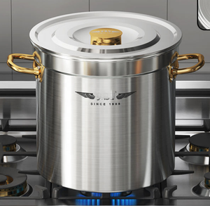 Marmite de cuisson commerciale professionnelle en acier inoxydable pour restaurant, grande marmite de cuisine profonde pour soupes et bouillons - Product Image 1