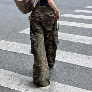 Y2K Edgy Breathable <b>Vintage</b> Denim <b>Cargo</b> Jeans-Camouflage Print & Low Waist Relaxed Straight Leg for Streetwear - Product Image 4