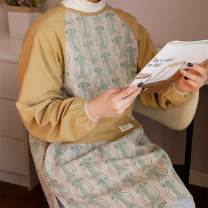 Apron Long Sleeve Cotton Stain Resistant Water Repellent For Kitchen Cooking Art Studio Daily Use - Product Image 1