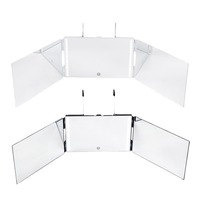 Miroir LED autoportant pliable à trois faces avec interrupteur tactile, design moderne, pour la coupe de cheveux à domicile, vente en gros transfrontalière