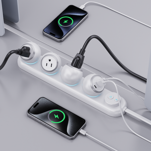 สายไฟต่อพ่วงยาว 5 ฟุต มาตรฐานอเมริกา/สหรัฐอเมริกา หมุนได้ 360 องศา พร้อมไฟ LED ป้องกันไฟเกินพิกัดได้ ได้รับการรับรองมาตรฐาน ETL/UL/FCC - Product Image 1