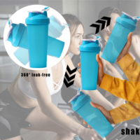 Bouteille de shaker de sport personnalisée 600 ml 400 ml pour la gym, sans BPA, gourde de sport, shaker à protéines, tasse mélangeuse anti-fuite en PP