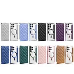 Funda de teléfono magnética de cuero PU de lujo para <span class=keywords><strong>Samsung</strong></span> S22 S24 Ultra S25 Edge FE transparente a prueba de golpes funda con ranura para tarjeta - Product Image 5