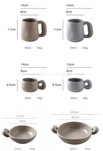 Tasse à café en céramique japonaise avec grandes oreilles <span class=keywords><strong>Bol</strong></span> à double oreille <span class=keywords><strong>Bol</strong></span> à salade avec poignée unique <span class=keywords><strong>Bol</strong></span> à riz - Product Image 6