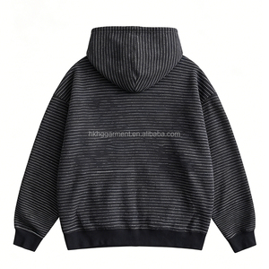เสื้อฮู้ดดี้ผู้ชายลายทางหลายสี ผ้าฝ้าย 100% ซิปหน้า สไตล์สตรีทแวร์ พิมพ์ลาย DTG - Product Image 2