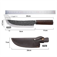 Couteau de boucher multi-usages forgé à motif martelé en acier série 4Cr, revêtement antiadhésif, épaisseur 3,0 mm, pour le désossage transfrontalier