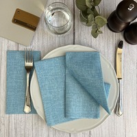 Serviettes en tissu 100 % polyester lavées à la pierre bleu aqua, modernes et réutilisables, pour mariages côtiers et usage en restauration (vente en gros)