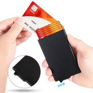 Porte-cartes minimaliste Normcore <span class=keywords><strong>en</strong></span> aluminium, nouveau, personnalisé, avec ouverture latérale, style fin, pour 6 cartes - Product Image 2