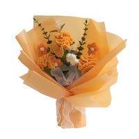 DAMAI Bouquet de fleurs au crochet fait main Rose Tulipe Tournesol Marguerite Lotus Style moderne Cadeau pour la Saint-Valentin Fête des Mères