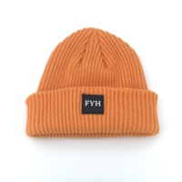 Bonnet d'hiver unisexe pour filles garçons Bonnet quotidien en tricot de coton avec écusson de manchette Arcs de camouflage Motifs à carreaux pour les sports de plein air