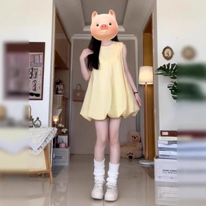 French Style Yellow Sleeveless Dress O Neck Tulip Skirt Natural Waist Breathable Daily Wear Casual Summer 2025 - Product Image 3