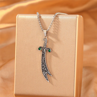 Nouveau Collier Épée Zulfiqar 2026 en Acier Inoxydable, Pendentif Scimitar Imam Ali avec Zircon, Bijoux Calligraphie Arabe Islamique