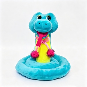 Peluche de serpiente color verde azulado personalizado, serpiente de peluche enrollada y colorida, linda serpiente de peluche con ojos grandes, reptil de color turquesa y amarillo - Product Image 4