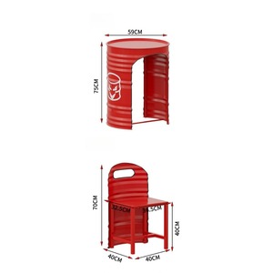 <span class=keywords><strong>Mesa</strong></span> y Sillas de Tambor de Hierro Forjado para Exteriores, Estilo Industrial, para Cafeterías y Patios - Product Image 6