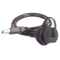 Prise de panneau filetée étanche IP67 M25 USB 2.0 avec câble d'extension