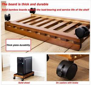 Soporte de torre de PC de madera, soporte de suelo de torre de ordenador de madera rodante, soporte de ordenador, paleta Caddy <span class=keywords><strong>con</strong></span> <span class=keywords><strong>ruedas</strong></span> para oficina en casa - Product Image 5