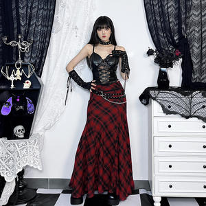 Z-4391 Nouvelle Collection Été 2024 – Jupe Midi Sirène Rouge Style Gothique Punk Sexy pour Femme - Product Image 4