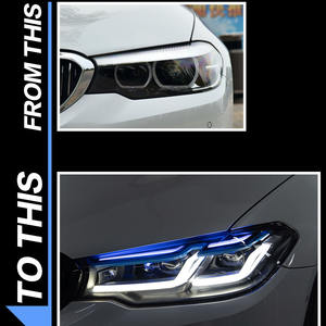 Pour BMW G30 Série 5 2018-2020, ensemble de phares à LED avec accent blanc DRL, feux de croisement quadruples, feux de route hexagonaux, phare Bi-LED - Product Image 3