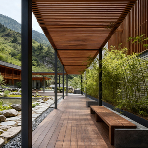Paneles de persiana de madera anticorrosión a prueba de moho listones de madera duraderos para <span class=keywords><strong>fachada</strong></span> balcón escalera decoración arquitectónica - Product Image 1