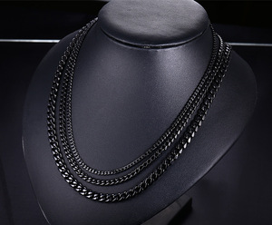 LTC121 Commercio All'ingrosso su ordinazione 3 millimetri 5 millimetri 7 millimetri nero oro argento riempito cubano in acciaio inox catena a maglia per gli uomini di gioielli - Product Image 6