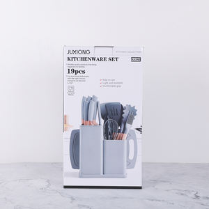 特注卸売19点セット キッチン用品 シリコン製調理器具 カッティングボード 収納 木製ハンドルバケツ 包丁 ノンスティックキッチンウェアセット - Product Image 4