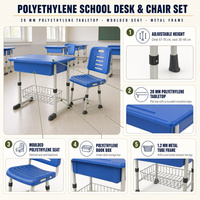 Ensemble bureau et chaise d'écolier en plastique, directement de l'usine, style moderne, pour l'école