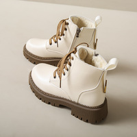 Bottes Martin en polaire pour femmes, à lacets, plateforme, courtes, style combat, chaudes pour l'hiver, décontractées, pour le quotidien, OEM ODM, vente en gros