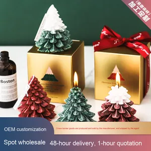 Bougie parfumée créative en forme de sapin de Noël, faite à la main, respectueuse de l'environnement, bougie à la fleur de glace, bougie neutre - Product Image 2