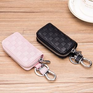 BOSHIHO กระเป๋าใส่กุญแจรถลายรูปสี่เหลี่ยมขนมเปียกปูนสำหรับผู้ชายและผู้หญิง ซิปหนัง กระเป๋าใส่กุญแจรถ - Product Image 4