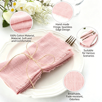 Serviettes en coton à franges, serviettes de table carrées texturées en gaze pour la maison, les mariages, les fêtes, décoration de table occidentale raffinée