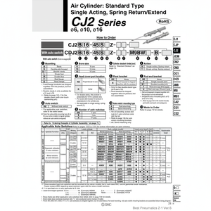 Pièces pneumatiques CJ2B16-65RZ de cylindre d'air pneumatique SMC - Product Image 1