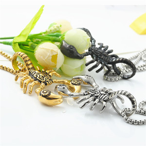 Collier pendentif scorpion en acier inoxydable pour hommes, design du zodiaque animal, style rétro punk 233053 - Product Image 4