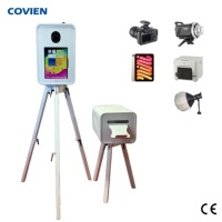 Double Sided Oak Photo Booth Enclosure with Printer Stand Retro DSLR Photo Booth Shell for Weddings Parties and Events