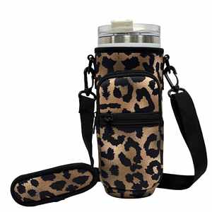 Porte-bouteille d'eau en néoprène réglable de 40 oz avec pochette, étui pour gobelet, sac bandoulière avec poche pour téléphone - Product Image 5